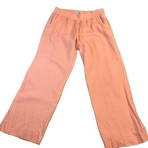 Guess Pants Womens Size XL Orange 100% Linen Wide Leg Drawstring Preppy Y2K